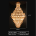 D47.2"*H78.7" chandelier,chandeliers,extra large,large,oversize,big,long,high,leave,layers,tiers,glass,metal,staircase,spiral staircase,living room,high-ceiling room,duplex,foyer,gold,luxury