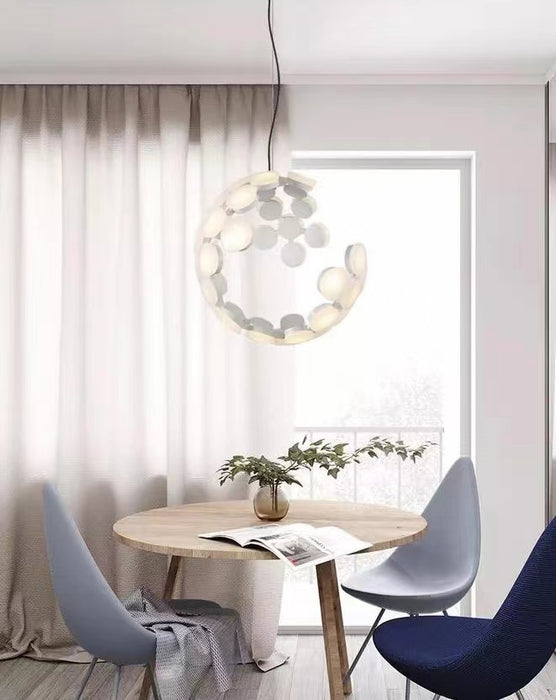 Lámpara colgante de arte con esfera irregular semiabierta minimalista modelo de diseñador para sala de estar/oficina en casa