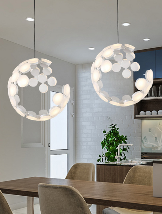 Lámpara colgante de arte con esfera irregular semiabierta minimalista modelo de diseñador para sala de estar/oficina en casa