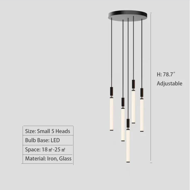 5Heads ,Motif Draped Multi Light Pendant,chandelier,chandeliers,glass,iron,black,slender,minimalist,nordic,stair,stairs,staircase,high-ceiling room,living room,loft,duplex,long,high