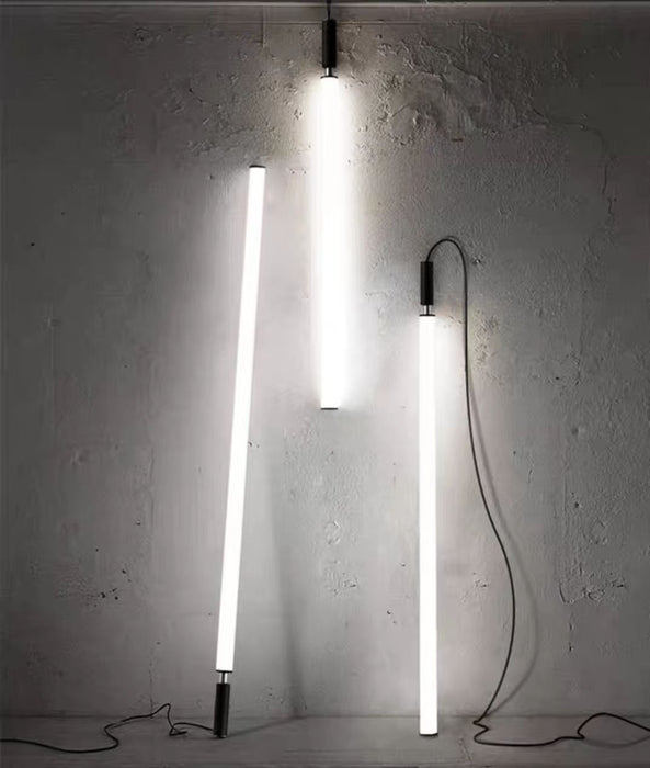 Lampadario a sospensione dritto nero minimalista di moda nordica per comodino/scala/loft/duplex