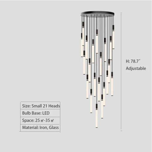 21Heads ,Motif Draped Multi Light Pendant,chandelier,chandeliers,glass,iron,black,slender,minimalist,nordic,stair,stairs,staircase,high-ceiling room,living room,loft,duplex,long,high
