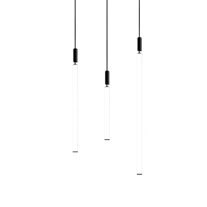 Lámpara colgante recta negra minimalista de moda nórdica para mesita de noche/escalera/loft/dúplex