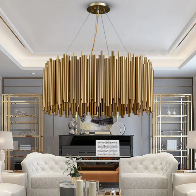 Modern Classic Round Fashion Gold Tube Pendant Chandelier for Living/Dining Room