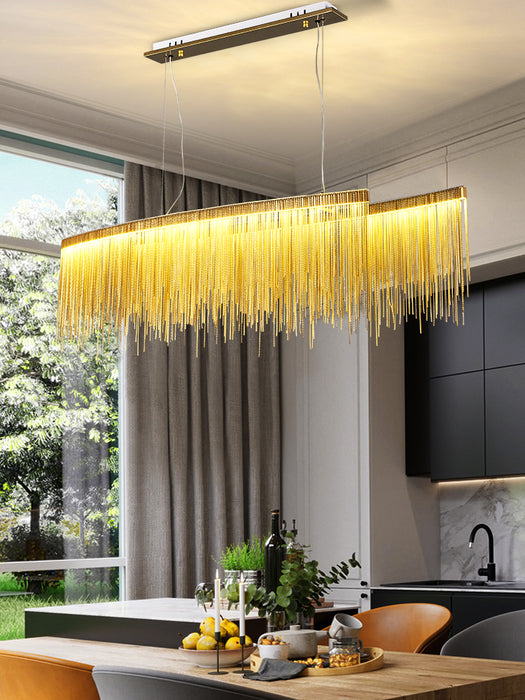 Lámpara colgante de borla de aluminio de arte moderno para sala de estar/comedor/isla de cocina
