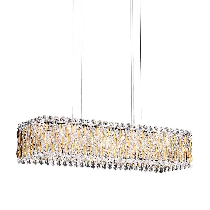 Lámpara colgante de cristal rectangular de lujo extra grande para sala de estar/comedor/isla de cocina