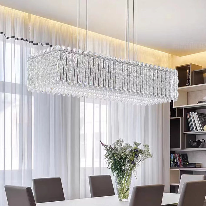 Extra Large Luxury Rectangle Crystal Pendant Chandelier for Living/Dining Room/Kitchen Island