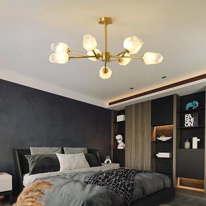 Oversized Modern Sputnik Facet Multiple Glass Chandelier for Living Room/Bedroom