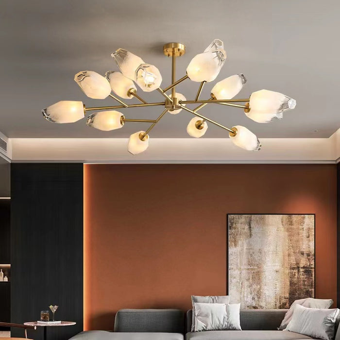 Oversized Modern Sputnik Facet Multiple Glass Chandelier for Living Room/Bedroom