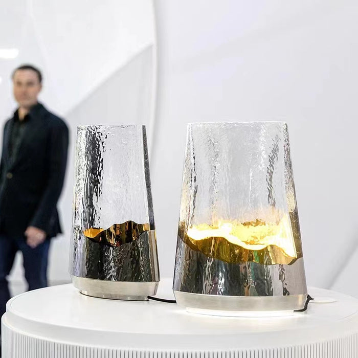 Lámpara de mesa de cristal de onda de marea de lámpara de arte modelo de diseñador para mesita de noche/mesa de centro/bar