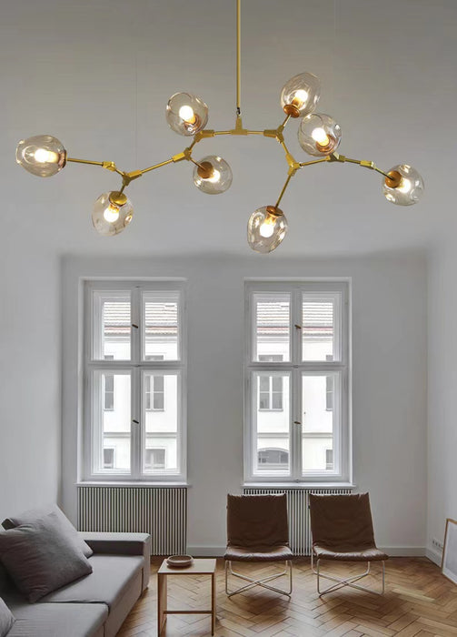 Extra Large Industrial Fashion Branch Multiple Glass Pendant Chandelier for Living/Dining Room