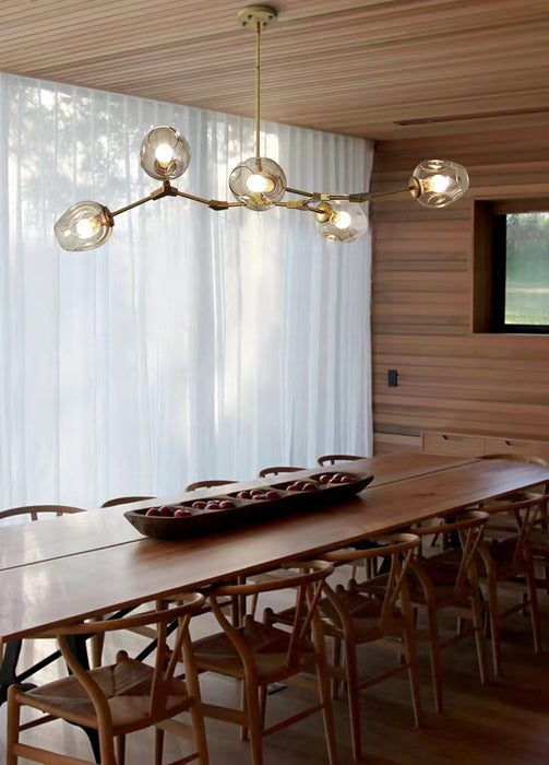 Lámpara colgante de cristal múltiple con rama de moda industrial extragrande para sala de estar/comedor
