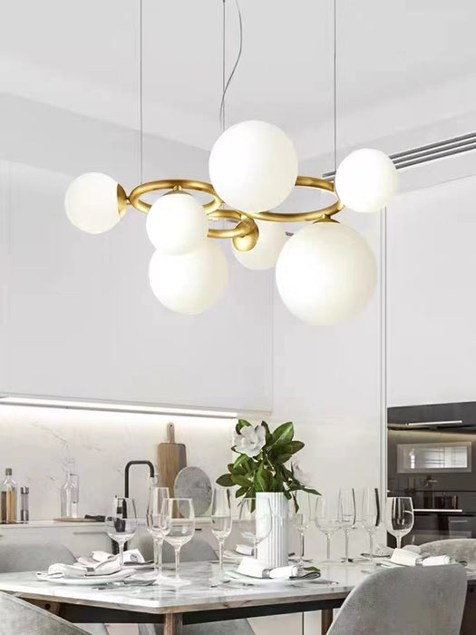 Modern Minimalist Multiple Transparent Glass Sphere Pendant Chandelier for Living/Dining Room