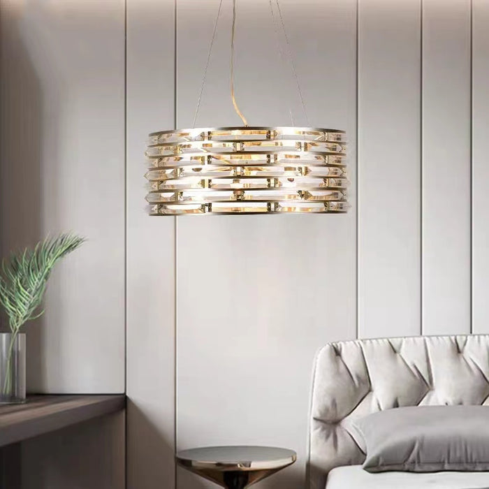 Lámpara de araña de cristal cromado de lujo, luz creativa, modelo de diseñador, para sala de estar/comedor