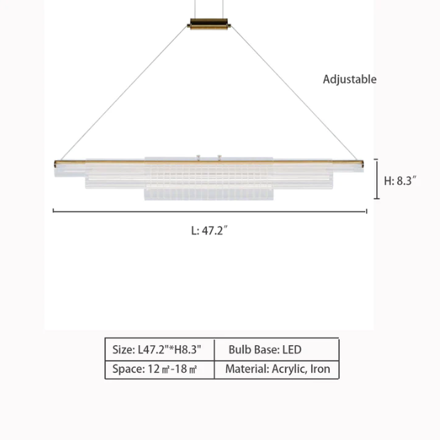 L47.2"*H8.3" Coax style Pendant 3-sizes,chandelier,chandeliers,pendant,3 sizes,3 layers,3 tiers,acrylic,iron,transparent,circle,linear,bar,dining room,long,dining table,kitchen island,long table,big table,dining bar,kitchen bar,huge,big,large
