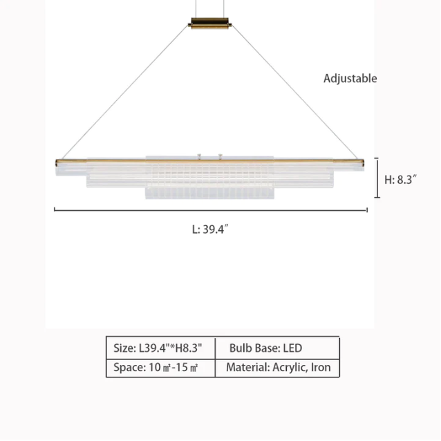 L39.4"*H8.3" Coax style Pendant 3-sizes,chandelier,chandeliers,pendant,3 sizes,3 layers,3 tiers,acrylic,iron,transparent,circle,linear,bar,dining room,long,dining table,kitchen island,long table,big table,dining bar,kitchen bar,huge,big,large