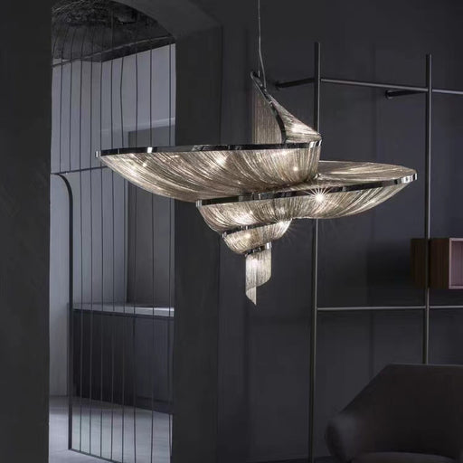 Epoque LED Chandelier,chandelier,chandeliers,tessel,tassel,aluminum,iron,art,creative,spiral,trendy,fashion,oversized,big,huge,large,extra large,modern,chain,living room,foyer,stairs,dining room