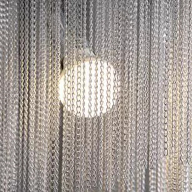 Araña de cadena de aluminio con borlas en espiral, arte de gran tamaño, para sala de estar/vestíbulo