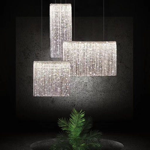 pendant,crystal tassel,crystal,silk,long table,dining table,kitchen bar,kitchen island,dining bar,rectangle,square,modern,luxury,stainless steel,collection,dining room