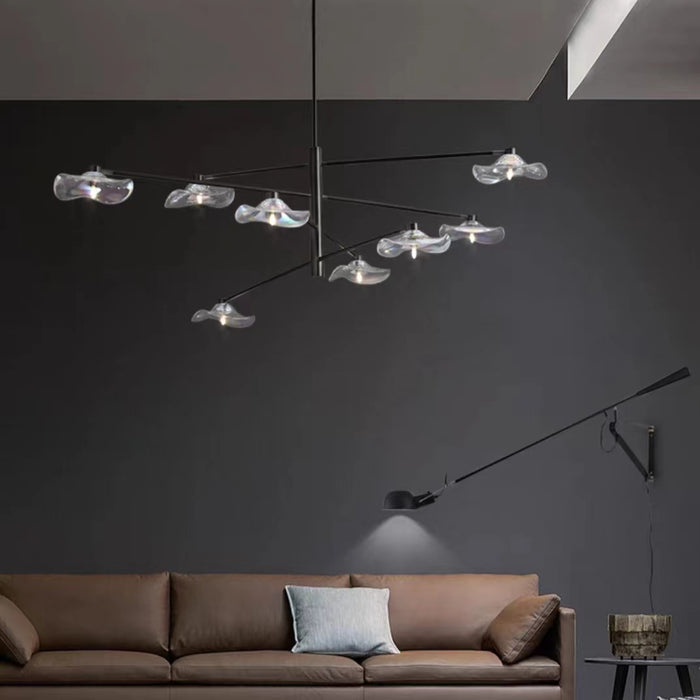 Lámpara colgante de disco de lirio de cala de cristal con rama artística modelo de diseñador para sala de estar/comedor