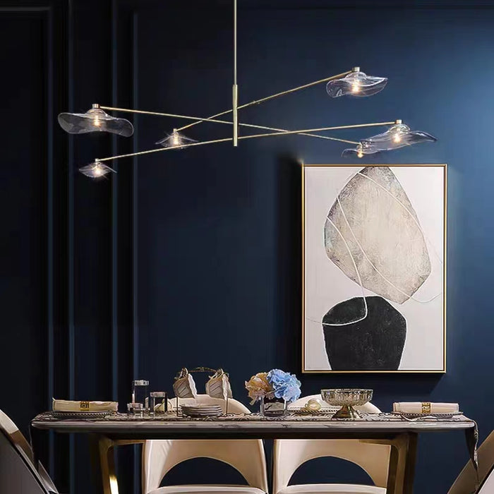 Lampadario a sospensione a disco con calla in vetro modello Art Branch di design per soggiorno/sala da pranzo