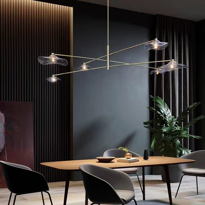 Lámpara colgante de disco de lirio de cala de cristal con rama artística modelo de diseñador para sala de estar/comedor