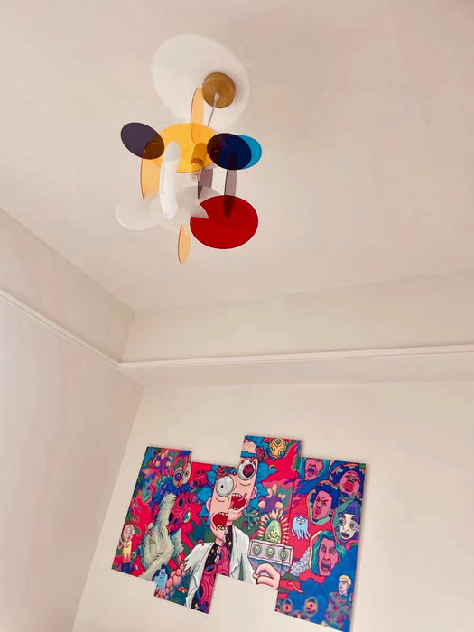 Lampadario a blocchi rotondi in acrilico colorato postmoderno creativo nordico per sala da pranzo/camera dei bambini