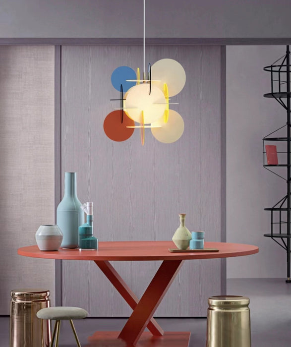 Nordic Creative Post-modern Coloured Acrylic Round Block Chandelier for Dining Room/Kid's Room
