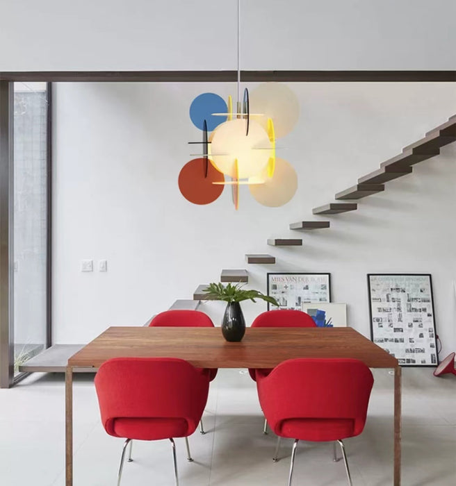 Nordic Creative Post-modern Coloured Acrylic Round Block Chandelier for Dining Room/Kid's Room