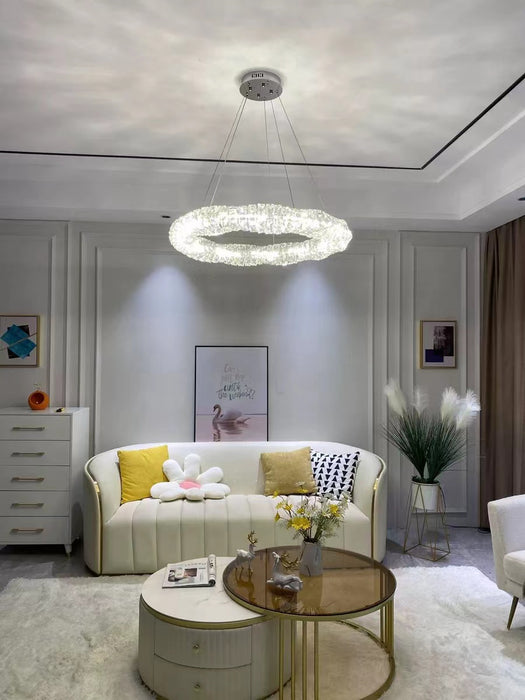 creative, crystal, chandeliers, ring, round, ajustable, upmarket, living room, dining room,light luxury, post modern
