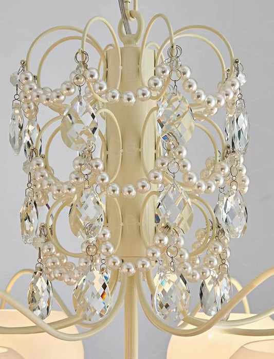 creative,cream,crystal, texture, Pearls,chandelier,shining, French, White, living room, bedroom,branch,Hemisphere,soft,gentle,