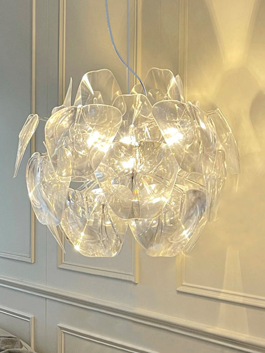 Lámpara de araña de la serie de modelos transparentes geométricos de arte moderno para sala de estar/comedor