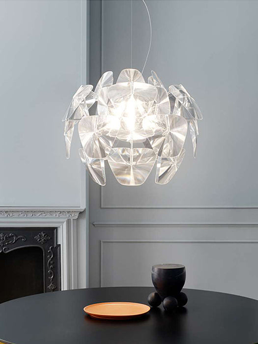 Lámpara de araña de la serie de modelos transparentes geométricos de arte moderno para sala de estar/comedor