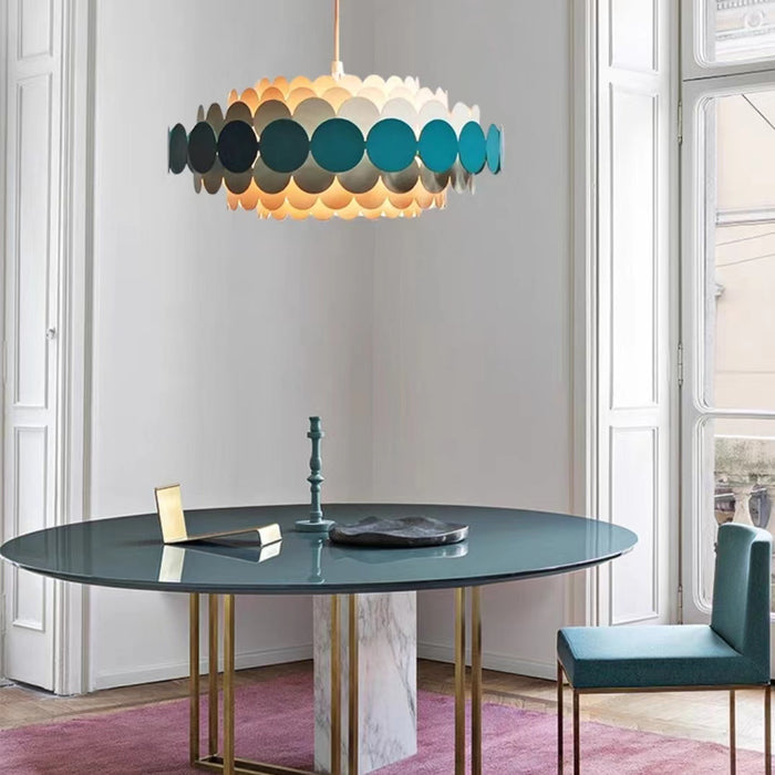 Lámpara nórdica colorida de rodajas redondas de varios niveles para sala de estar/comedor/dormitorio