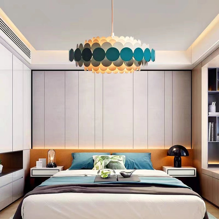 Lampadario a fette rotonde multilivello colorato nordico per soggiorno/sala da pranzo/camera da letto
