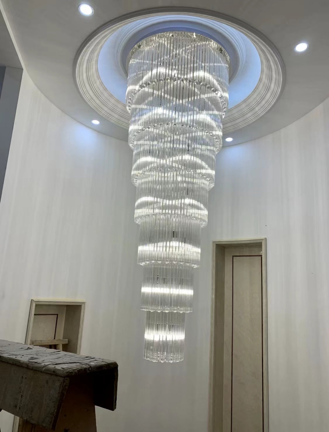 Oversized Multi-layer Crystal Ceiling Chandelier for Duplex Luxury Vil ...