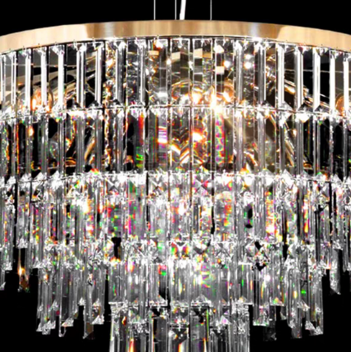 Lámpara colgante de cristal con capas de moda, luz moderna, lujosa, para sala de estar/dormitorio