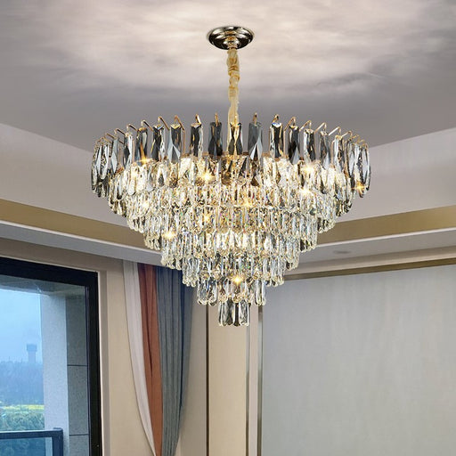 chandelier,chandeliers,crystal,metal,glass,multi-tier,multi-layer,layers,tiers,ceiling,living room,dining room,bedroom,foyer,entryance,hallway,clear crystal,gray crystal,branch