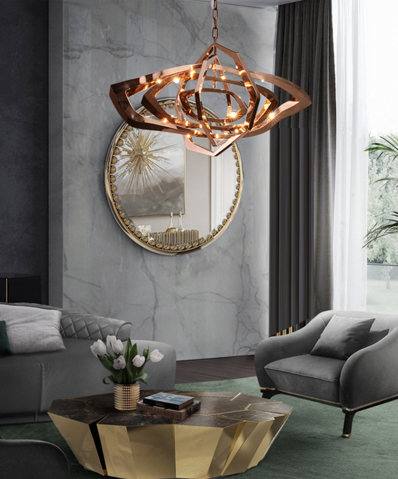 post-modern, stainless steel, living room. dining room, rose gold, shining ,special-shaped, LED,