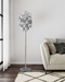 spiral, acrylic, tiered,living room, dining room, shining , upmarket, post-modern, spiral waterfall, chrome, floor lamp