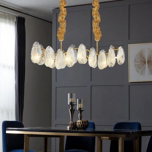 Post-modern Creative Art Cloud Glass Shell Suspension Chandelier Suit for Living & Dining Room, art design, ins celebrity, oval
