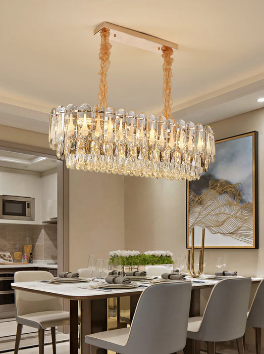 Oversized Transparent Crystal Tiered Chandelier Suit for Living/Dining Room/Bedroom