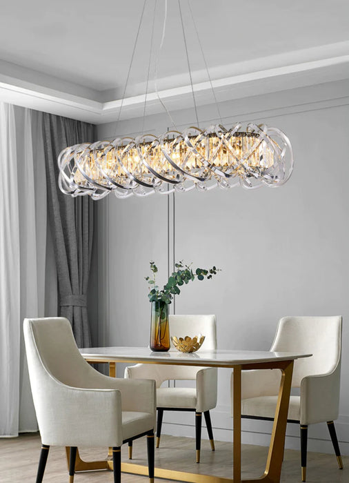 2023 New Art Light Luxury Crossed Shell Transparent Crystal Chandelier Suit for Dining/Living Room, rectangle shining, luxury,bedroom