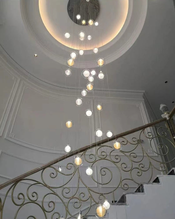 Lámpara de vidrio soplado moderna y contemporánea larga para vestíbulo/edificios de 2 pisos/escalera