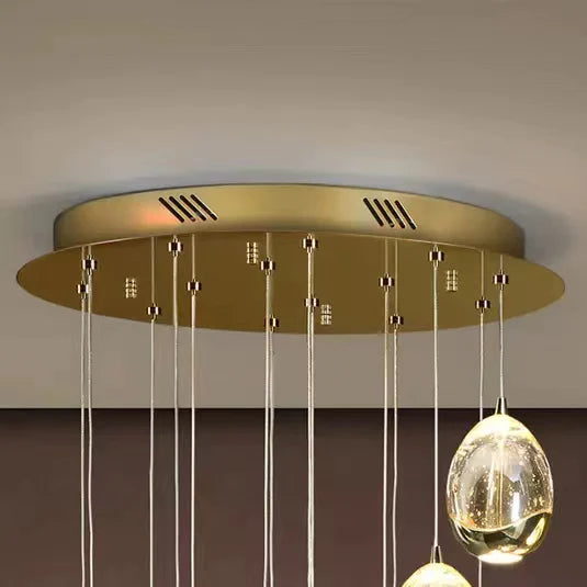 Extra Long Glass LED Droplight Chandelier Pendant for Staircase/Foyer