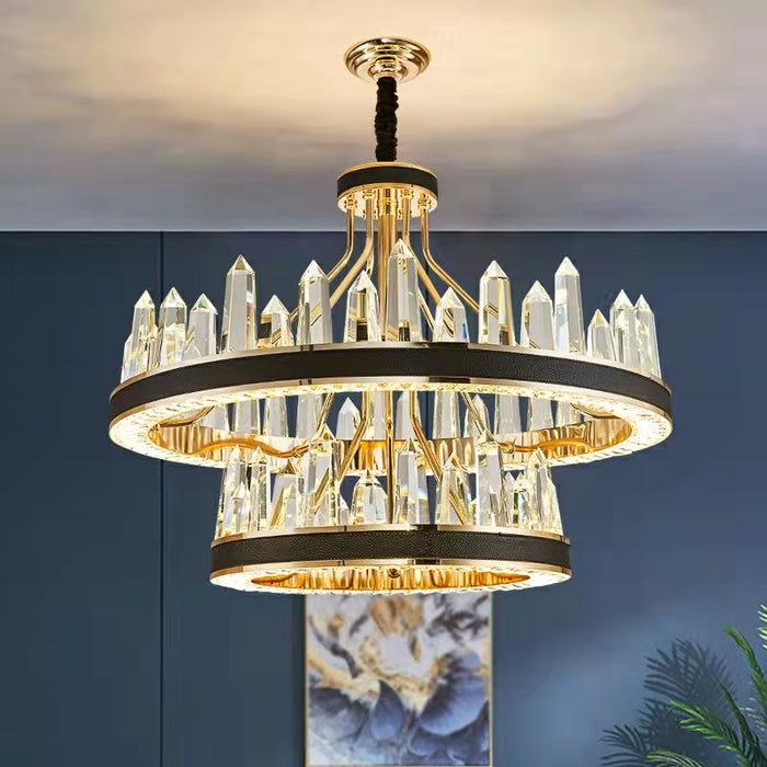 Candelabro de cristal Iceberg de nuevo estilo para sala de estar accesorio de iluminación de techo de corona negro moderno