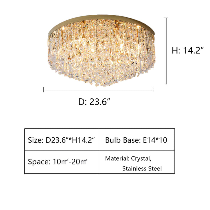 D23.6"*H14.2" chandelier,chandeliers,crystal,stainless steel,round table,big table,flush mount,ceiling,bedroom,luxury,light luxury,round,pendant