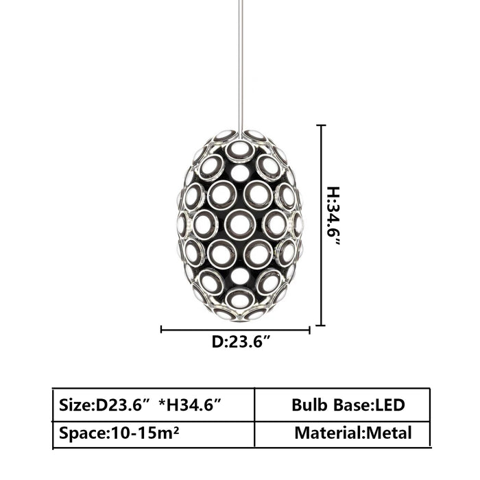 Modern Art Egg-shaped Chandelier Iconic Eyes LED Pendant Light For Dining Room/Living Room, dimension
