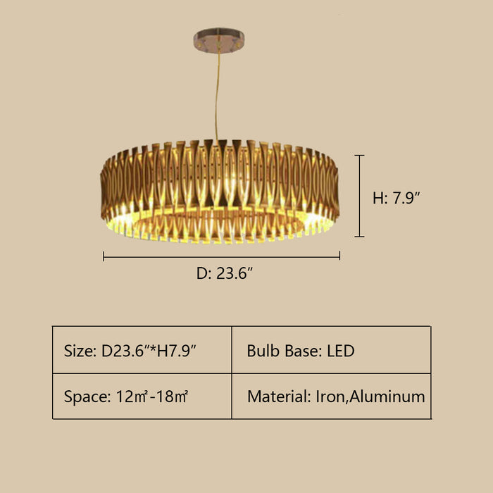 D23.6"*H7.9" Matheny Chandelier,chandelier,chandeliers,gold,round,ring,circle,aluminum,metal,iron,dining table,big table,long table,living room,extra large,large,huge,big,oversize