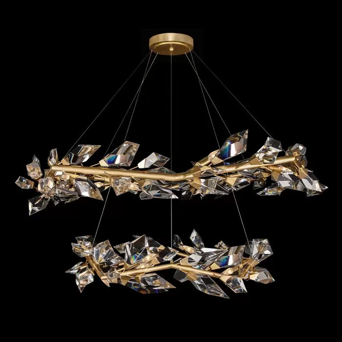 Luxury Modern Crystal Chandelier in Brass Finish Ceiling Light Fixtures